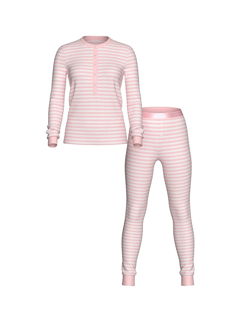 Victoria's Secret NEW pink striped Henley pajama set Size Medium | Cozy Fall PJs - Picture 3 of 12